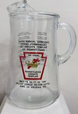 Pennsylvania Knights Templar 1797-1997 200th Anniversary 70 Oz. Glass Pitcher picture