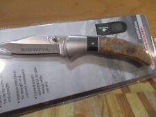Winchester Burl Handle Locking Pocket Knife and Nylon Sheath picture