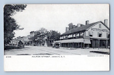 1906. JAMAICA, L.I. FULTON STREET. PETTIT'S HOTEL. POSTCARD. EP29 picture