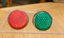 Two Vintage Red & Green License Plate Reflector Nuts. New Old Stock picture