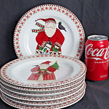 7 Vtg 1998 Sakura Santa's Retweet Debbie Mumm Christmas Dessert Plates 8 1/4
