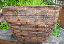 Antique Native Coast Salish Thompson River Hand Woven Large Hard Burden Basket picture