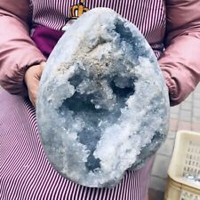 10.8KG Natural Beautiful Blue Celestite Crystal Geode Cave Mineral Specimen 696 picture