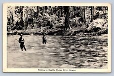 J89/ Rogue River Oregon Postcard c1940s Fly Fishing in Rapids 123 picture