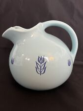 MCM Blue Tulip Vintage Cronin Cameron Clay Ball Pitcher Ice Spout USA Pottery picture