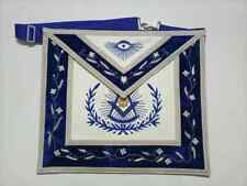 Masonic Regalia Master Mason Past Master Apron Blue & Silver Hand Embroidered. picture