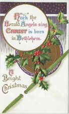 1900s Postcard A Bright Christmas Hark the Herald Angels Sing  Embossed Ivy picture
