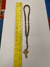 WOOD LIGHT BROWN CATHOLIC Rosary Prayer Brown CORD Rope ROSARY Crucifixion picture