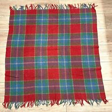 Vintage Faribo 100% Wool Stadium Throw Lap Blanket Red and Blue Plaid Fringed picture