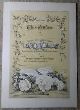 Rare Original Blank 1914 Wedding Marriage Certificate 12x17 Crider Bros York PA picture