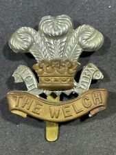 WW2 WWII British English The Welch Welsh Regiment Metal Cap Badge Insignia Pin picture