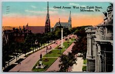 Postcard Grand Avenue West From Eight St. Milwaukee, Wisconsin Posted 1914 picture