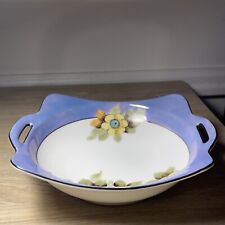 Vintage Japanese Noritake Lustreware Floral Bowl Circa 1921-40 Blue Yellow White picture