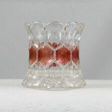 EAPG STIMER SAWTOOTH HONEYCOMB RUBY STAIN WITH GOLD DECOR GLASS TOOTHPICK HOLDER picture