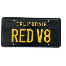 Black California Legacy License Plate Authentic original Red V8 DMV Issued Nice picture