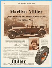 1928 Marilyn Miller Photo Ad Miller Car Tire Akron Ohio Antique Convertble picture