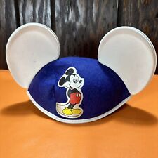 Vintage Mickey Mouse Ears Hat Cap Walt Disney World Disneyland 80s Blue White picture