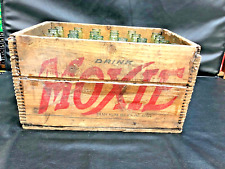 Vintage Rare Dovetailed MOXIE Wood Crate w/ 24 Aqua 7oz Moxie Bottles picture