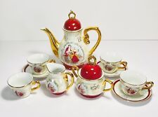 Vintage Victorian Style Porcelain Teapot Set Teapot Sugar Bowl Creamer Teacups picture