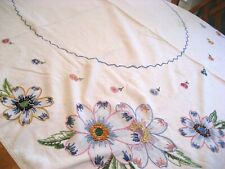 Vintage Tablecloth Crewel Embroidery Floral 46