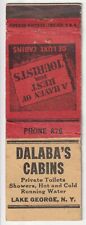 c1930s-40s~Lake George New York NY~Dalba's Cabins~Vintage Matchbook Cover picture