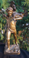 Antique 1907 JEAN BERTHET Figural Statue Sculpture SOLID BRONZE - DATED - SIGNED picture