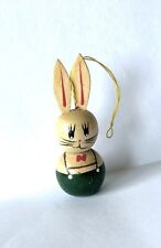 VTG Erzgebirge German Bunny Rabbit EASTER Tree Wood Miniature Ornament picture