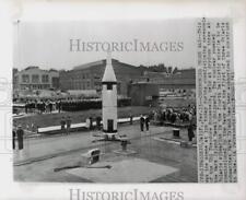 1961 Press Photo Launching ceremony of USS Theodore Roosevelt at Mare Island. picture
