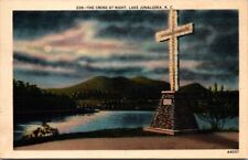 Lake Junaluska NC North Carolina The Cross At Night Vintage Postcard PM 1942 picture