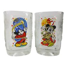 Walt Disney's Mickey Mouse Square McDonalds 2000 Glass Cups Set Of 2 Collectible picture