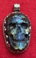Tantric Buddhist Carved Labradorite Skull Of Impermanence Pendant picture
