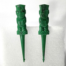 Trader Vic's Tiki drink rim hangers vintage green swirl cocktail swizzles picture