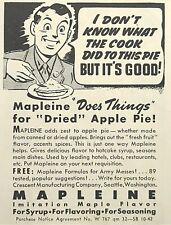 Mapleine Imitation Maple Flavor Seattle WA Army Mess Vintage Print Ad 1944 picture