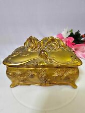 Vtg Trademark J.B. Signifies The Best Brass rose design 199 trinket box-READ-A10 picture