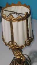 Antique Vintage Table Lamp Art Deco Style Cast Metal Painted Gold Pretty Light picture