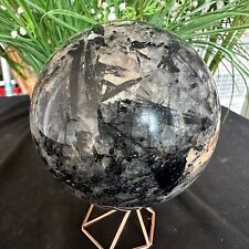 3.96LB TOP Natural black tourmaline Quartz ball carved Crystal Sphere Healing picture