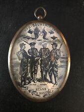 WW1 European “War Souvenir” Possibly Watch Fob, Oval Brass And Glass 3.5” X 2” picture