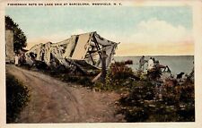 Fisherman Nets on Lake Erie at Barcelona Westfield NY Old Postcard View Fishing picture