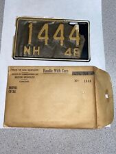 Vintage NOS NH Motorcycle License Plate 1948 With Original Envelope picture