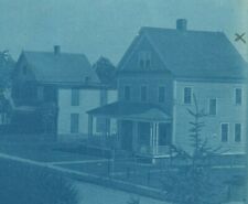 CYANOTYPE HOME HOUSE STREET VIEW ANTIQUE VINTAGE RPPC PHOTO POSTCARD A9 picture
