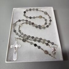 One Of A Kind Hand Crafted Rosary Made With Natural Cloudy Quartz picture