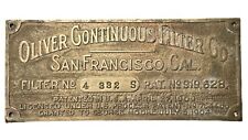 VINTAGE PLAQUE SIGN OLIVER CONTINUOUS FILTER Co. SAN FRANCISCO, CAL USA GHOST TO picture