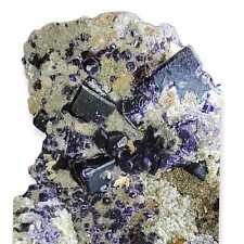 165 g Natural Purple Cubic FLUORITE Quartz Crystal Cluster Mineral Specimen picture