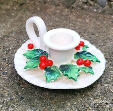 1962 Vintage~ Holt Howard~ Christmas Candle Holder~ Holly Leaves And Berries picture
