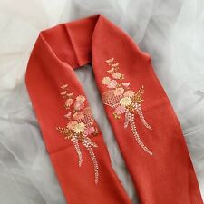 Japanese Woman's Kimono Embroidery Haneri /Retro/ Flower pattern/Brown red picture