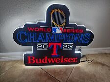 RARE Texas Rangers World Series Mlb Champion Budweiser Beer Led Bar Sign  New picture