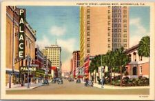 Forsyth Street Looking West Jacksonville Florida 1938 VTG Linen Postcard B25 picture