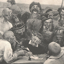 c.1910 Reply of the Zaporozhian Cossacks Letter Postcard Emulated Version Repin picture