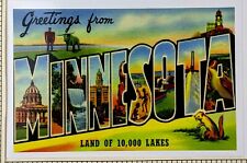 Greetings From Minnesota Large Letter Modern Reproduction Postcard 10000 Lakes picture
