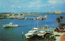 Clearwater Beach FL Florida, Marina & Yacht Basin Yachts Boats, Vintage Postcard picture